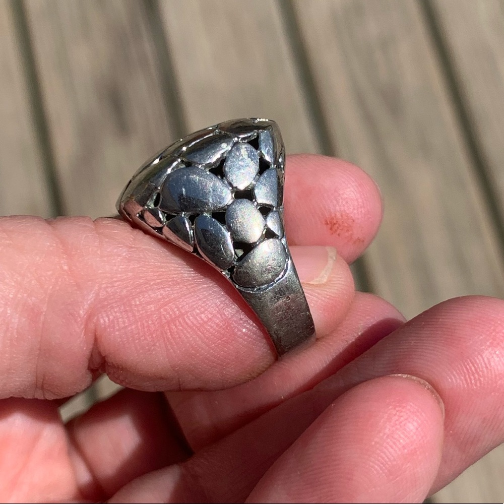 Signed Silver Cocktail Ring Statement Filigree - image 6